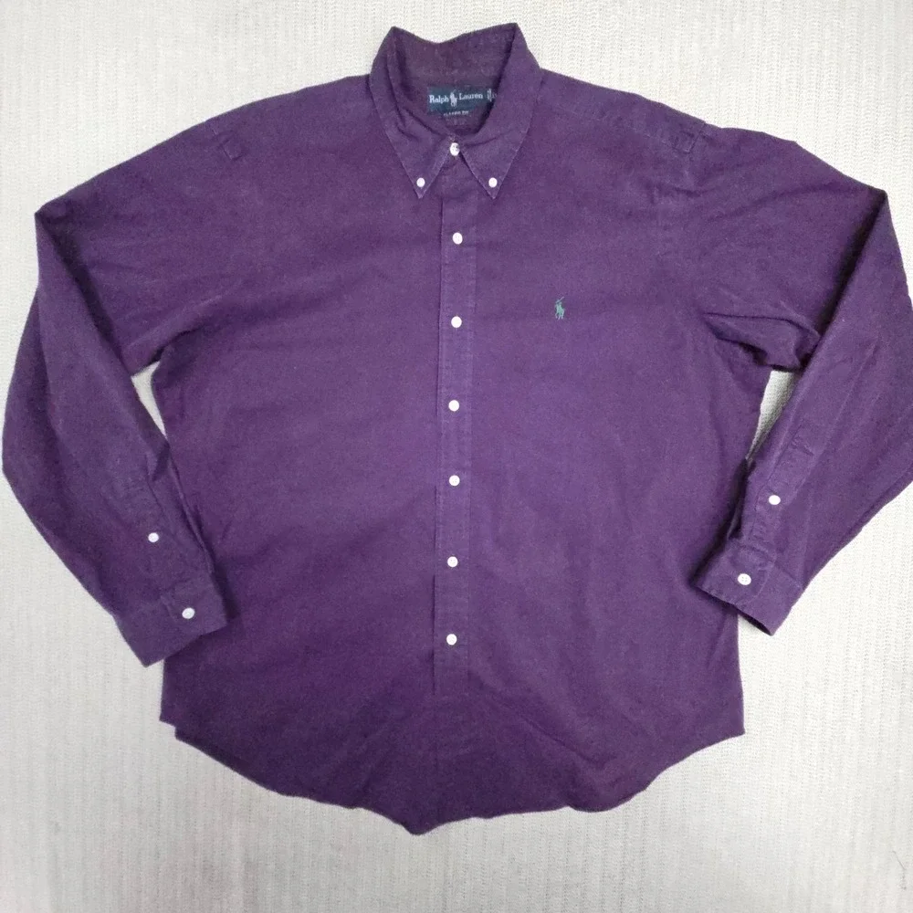 Vintage Polo Ralph Lauren Shirt Mens XL Purple Long Sleeve Button Up Blue Pony